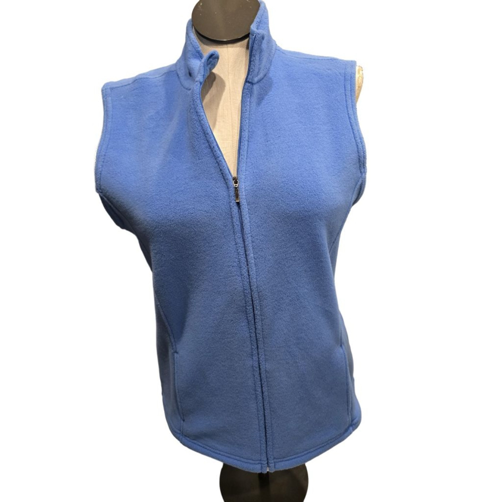 L.L.Bean Women's Blue Fleece Full-Zip Vest L